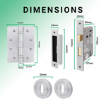 Mode - Grip Satin Chrome Lever on Rose Fire Door Handle Pack - 3 Lever Lock - FD30/60 - tradefit - 5