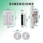 Euroda - Plus Satin Chrome Lever on Rose Fire Door Handle Pack - 3 Lever Lock - FD30/60 - tradefit - 5