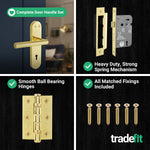 Olbia Brass Plated Lever on Backplate Door Handle Pack – 64mm Sashlock - tradefit - 5