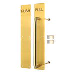 Architectural Pull Handle On Plate & Push Plate Kit - 475 x 75mm - PVD Satin Brass - tradefit - 1