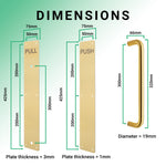 Architectural Pull Handle On Plate & Push Plate Kit - 475 x 75mm - PVD Satin Brass - tradefit - 4