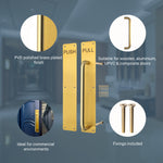 Architectural Pull Handle On Plate & Push Plate Kit - 475 x 75mm - PVD Satin Brass - tradefit - 3