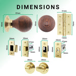 Beehive Rosewood/Brass Mortice/Rim Door Knob Kit - 76mm Bathroom Deadbolt - tradefit - 3