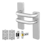 Return to Door Lever on Backplate Stainless Steel Door Handle Kit - Medium Duty - 64mm Latch - tradefit - 1