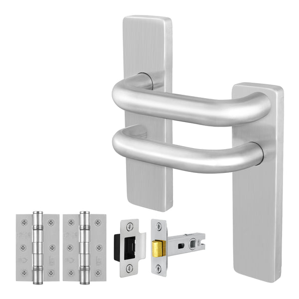 Return to Door Lever on Backplate Stainless Steel Door Handle Kit - Medium Duty - 64mm Latch - tradefit - Featured Image