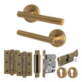 Olbia Antique Brass Lever on Rose Door Handle Kit - 80mm Euro Sashlock and Double Cylinder - Keyed to Differ