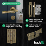 Olbia Antique Brass Lever on Rose Door Handle Kit - 80mm Euro Sashlock and Double Cylinder - Keyed to Differ - 9