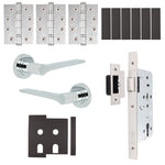 Tapera Polished Chrome Lever on Rose Door Handle Kit - Heavy Duty FD30/60 - DIN Latch - tradefit - 1