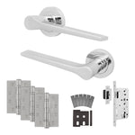 Tapera Polished Chrome Lever on Rose Door Handle Kit - Heavy Duty FD30/60 - DIN Latch - tradefit - 1