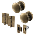 Victorian Door Knob Latch Pack - Antique Brass