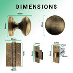 Victorian Door Knob Latch Pack - Antique Brass - tradefit - 3