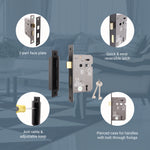 Mortice Fire Rated Sashlock - 80mm Case Size - 57mm Backset - Black - tradefit - 3