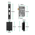 Bosa Matt Black Lever on Backplate Door Handle Pack - 80mm Bathroom Lock - tradefit - 3