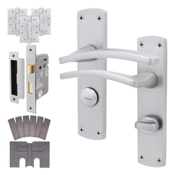 Euroda - Plus Satin Chrome Fire Door Handle Pack - Bathroom - FD30/60 - tradefit