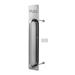 Architectural Pull Handle On Plate - Engraved Pull - 475 x 75mm - Polished Stainless Steel - tradefit