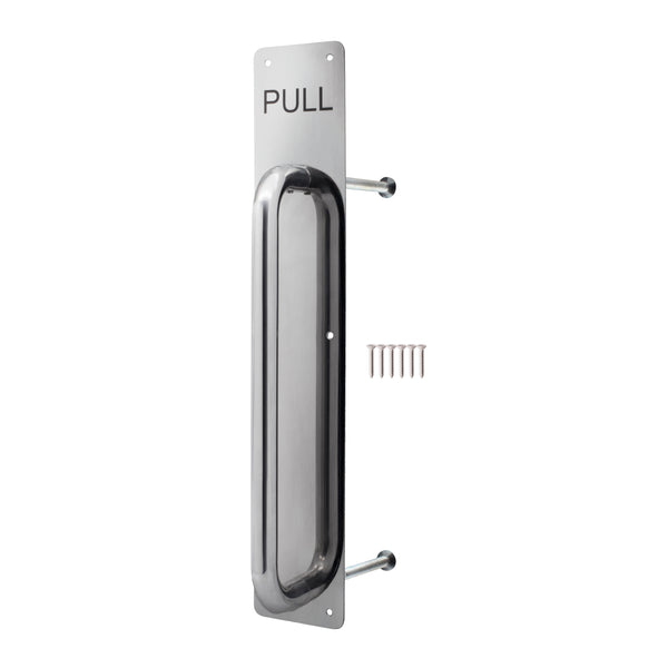 Architectural Pull Handle On Plate - Engraved Pull - 475 x 75mm - Polished Stainless Steel - tradefit - Featured Image