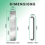 Architectural Pull Handle On Plate - Engraved Pull - 475 x 75mm - Polished Stainless Steel - tradefit - 4
