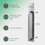 Architectural Pull Handle On Plate - Engraved Pull - 475 x 75mm - Polished Stainless Steel - tradefit - 2