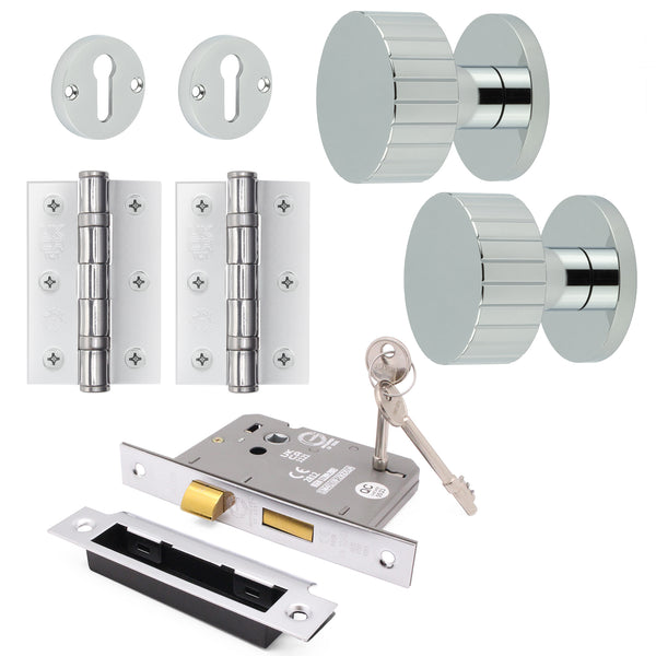 Nador Polished Chrome Mortice Door Knob Kit - 80mm Sashlock - tradefit - Featured Image