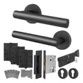 Vigo Matt Black Lever on Rose Door Handle Kit - Medium Duty FD30/60 - 80mm Euro Sashlock and Double Cylinder - Keyed to Differ