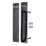 Architectural Pull Handle On Plate & Push Plate Kit - 475 x 75mm - Matt Black - tradefit - 1