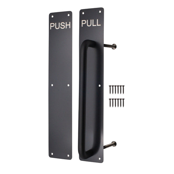 Architectural Pull Handle On Plate & Push Plate Kit - 475 x 75mm - Matt Black - tradefit - Featured Image