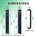 Architectural Pull Handle On Plate & Push Plate Kit - 475 x 75mm - Matt Black - tradefit - 4