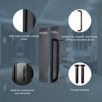 Architectural Pull Handle On Plate & Push Plate Kit - 475 x 75mm - Matt Black - tradefit - 3
