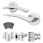 Euroda - Plus Polished Chrome Lever on Rose Fire Door Handle Pack - Latch - FD30/60 - tradefit - 1