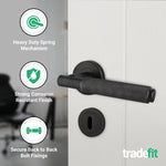 Dinis Matt Black Lever on Rose Door Handle Pack - 80mm Sashlock - 4