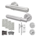 Flores Satin Nickel Lever on Rose Door Handle Kit - Heavy Duty FD30/60 - DIN Bathroom Lock
