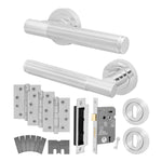 Aurora Polished Chrome Lever on Rose Door Handle Kit - Medium Duty FD30/60 - 80mm Sashlock - 1