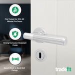 Aurora Polished Chrome Lever on Rose Door Handle Kit - Medium Duty FD30/60 - 80mm Sashlock - tradefit - 2
