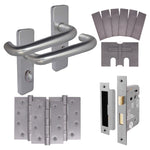 Satin Aluminium Return to Door Handle Fire Door Pack - Bathroom - FD30/60 - tradefit - 1