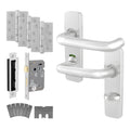 Return to Door Lever on Backplate Satin Aluminium Door Handle Kit - Medium Duty FD30/60 - 80mm Bathroom Lock