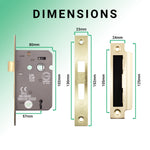 Mortice Fire Rated Sashlock - 80mm Case Size - 57mm Backset - Satin Brass - tradefit - 5
