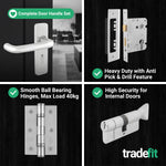 Return to Door Lever on Backplate Stainless Steel Door Handle Kit - Medium Duty - 80mm Euro Sashlock and Thumbturn Cylinder - Keyed Alike - tradefit - 5