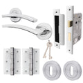 Euroda-Plus Polished Chrome Lever on Rose Door Handle Pack - 3 Lever Lock