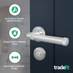 Santana Satin Nickel Lever on Rose Door Handle Kit - Medium Duty FD30/60 - 80mm Bathroom Lock - tradefit - 2