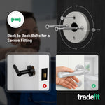 Santana Satin Nickel Lever on Rose Door Handle Kit - Medium Duty FD30/60 - 80mm Bathroom Lock - tradefit - 3