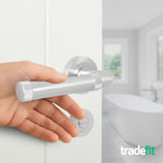 Santana Satin Nickel Lever on Rose Door Handle Kit - 64mm Bathroom Lock - tradefit - 6
