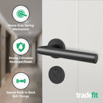 Mitre Lever on Rose Matt Black Door Handle Kit - Medium Duty - 80mm Euro Sashlock and Thumbturn Cylinder - Master Keyed - tradefit - 4