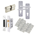 Aluminium Contractor Lever Euro Lock Cylinder Kit 48.5mm c/c Set - 154x41mm - Satin - tradefit - 1