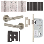 Dumont Satin Nickel Lever on Rose Door Handle Kit - Heavy Duty FD30/60 - DIN Latch - tradefit - 1