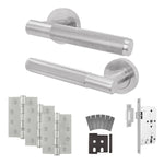 Dumont Satin Nickel Lever on Rose Door Handle Kit - Heavy Duty FD30/60 - DIN Latch - tradefit - 1