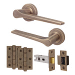 Tapera Antique Brass Lever on Rose Door Handle Kit - 64mm Latch - tradefit - 1