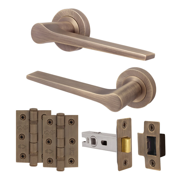 Tapera Antique Brass Lever on Rose Door Handle Kit - 64mm Latch - tradefit - Featured Image