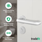 Return to Door Lever on Rose Aluminium Door Handle Kit - Medium Duty - 64mm Bathroom Lock - 4