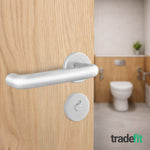 Return to Door Lever on Rose Aluminium Door Handle Kit - Medium Duty - 64mm Bathroom Lock - tradefit - 6