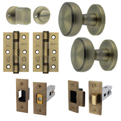 Martil Antique Brass Mortice Door Knob Kit - 76mm Bathroom Deadbolt - tradefit